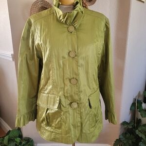 Flair Ruffle Neck Lightweight Jacket Business Casual Sz L